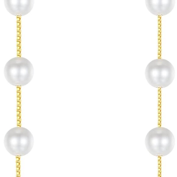 14K Gold Freshwater Pearl Drop Earrings Dangle Dainty Long White Cultured Baroqu - Picture 1 of 8